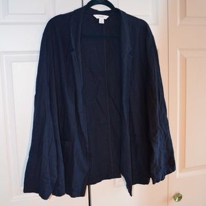 Women's 2X Linen Blazer Navy Blue
